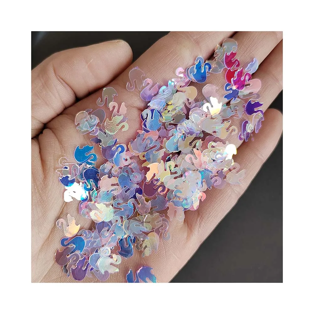 

New Glitter Sequins Swan Butterfly Music Note Clove Lucky Grass Cartoon Animal for DIY Nail Sticker Slime Filler Yiwu Supplier