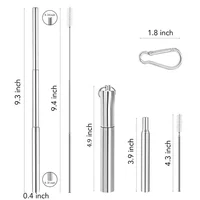 

Reusable portable foldable metal straw collapsible retractable stainless steel telescopic drinking bar straw