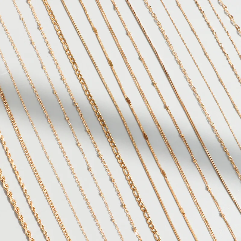 

Custom Multi style plaint Chain Necklace 18K gold stainless steel 2mm 3mm rope chain necklace