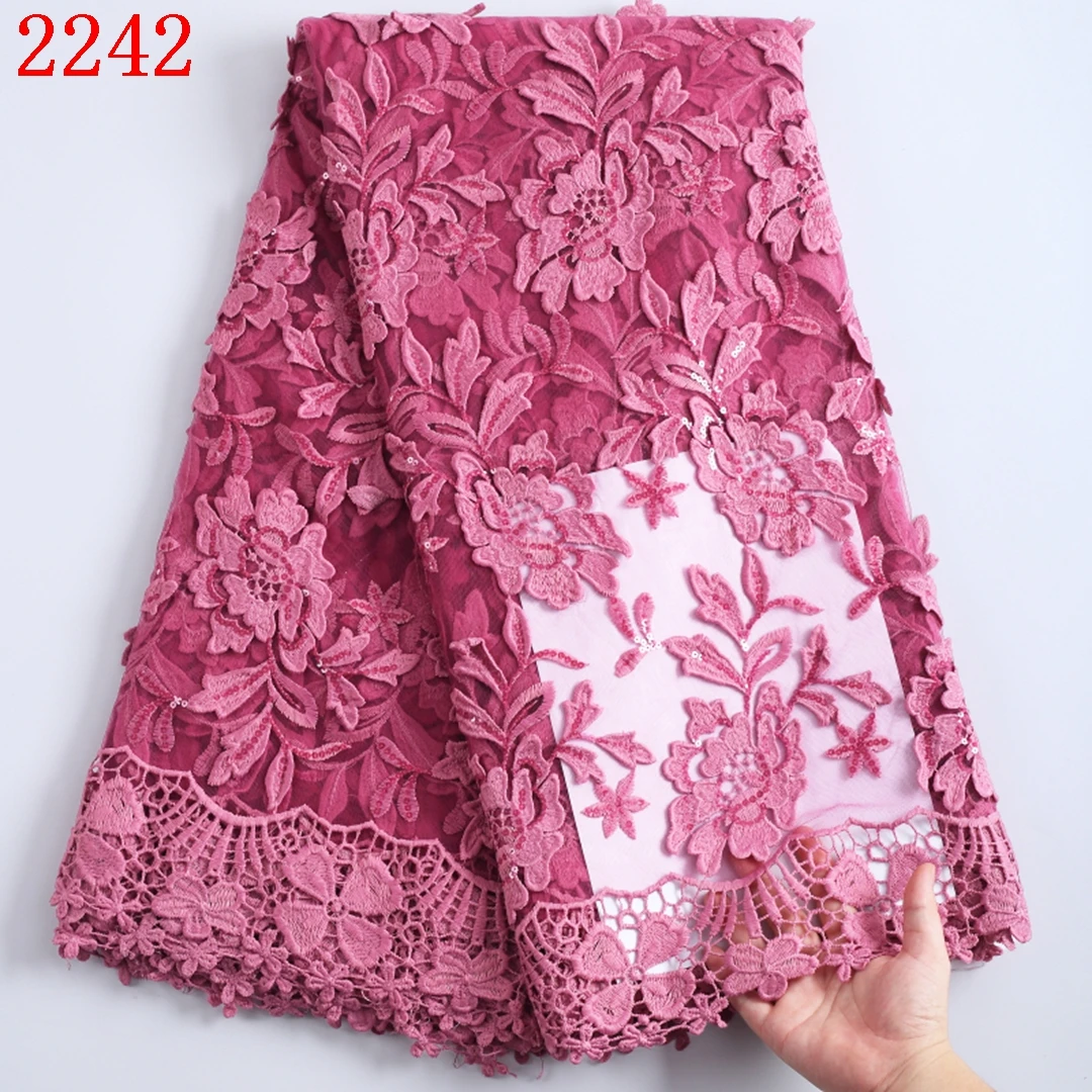 

Free Shipping Milk Silk Lace With Beads For Party High Quality French Lace Fabric NigerianTulle Net Lace 2242