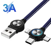 

Wholesale Smart Intelligent LED 3A Nylon Braided Type C Micro USB 3 in 1 Fast Charge Spring Data Cable for iPhone