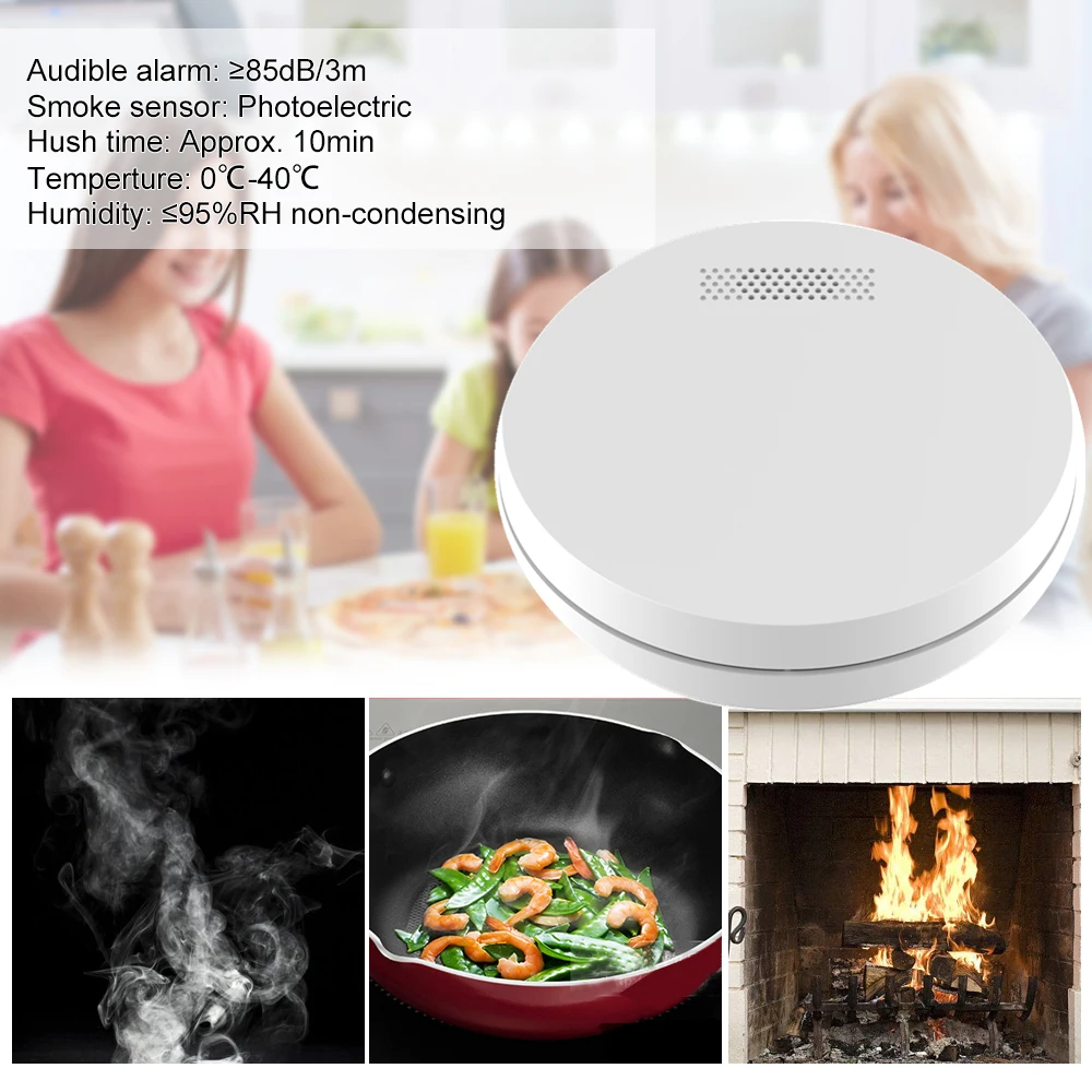 Ultra Thin Standalone  Photoelectric Smoke Detector sensor fire alarm