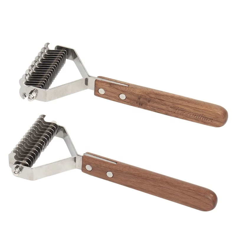 

Factory Wholesale Upscale Four Type Single Double Sided Wooden Handle Pet Kont Rake Comb Dog Dematting Comb