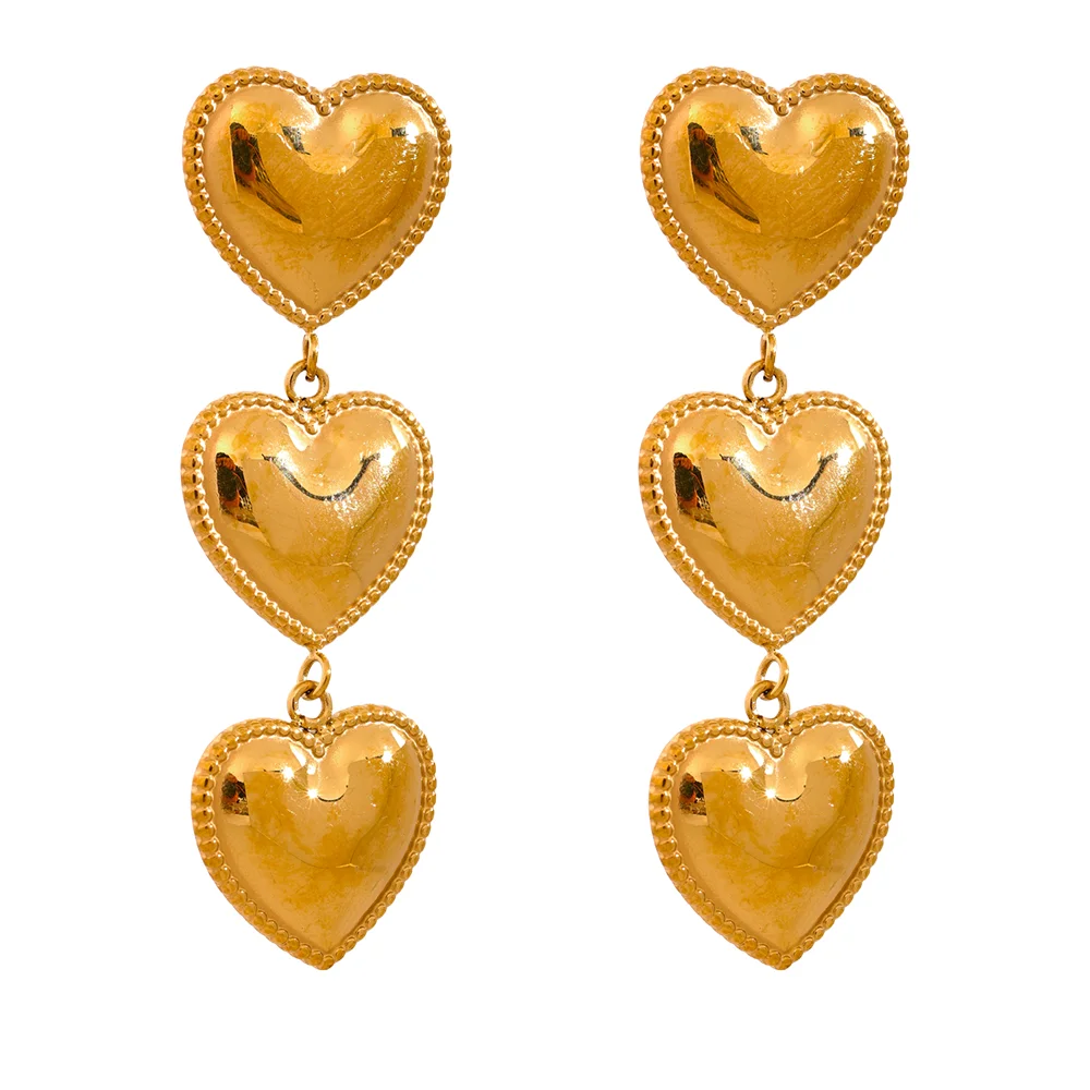 

JINYOU 256 Rust Proof Stainless Steel Heart Love Drop Dangle Earrings Charm Fashion 18K PVD Trendy Jewelry for Women Gala Gift