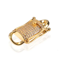

Factory Wholesale Copper Material Micro Pave Clasp Iced Out Box Lock Clasp for Cuban Link Chain