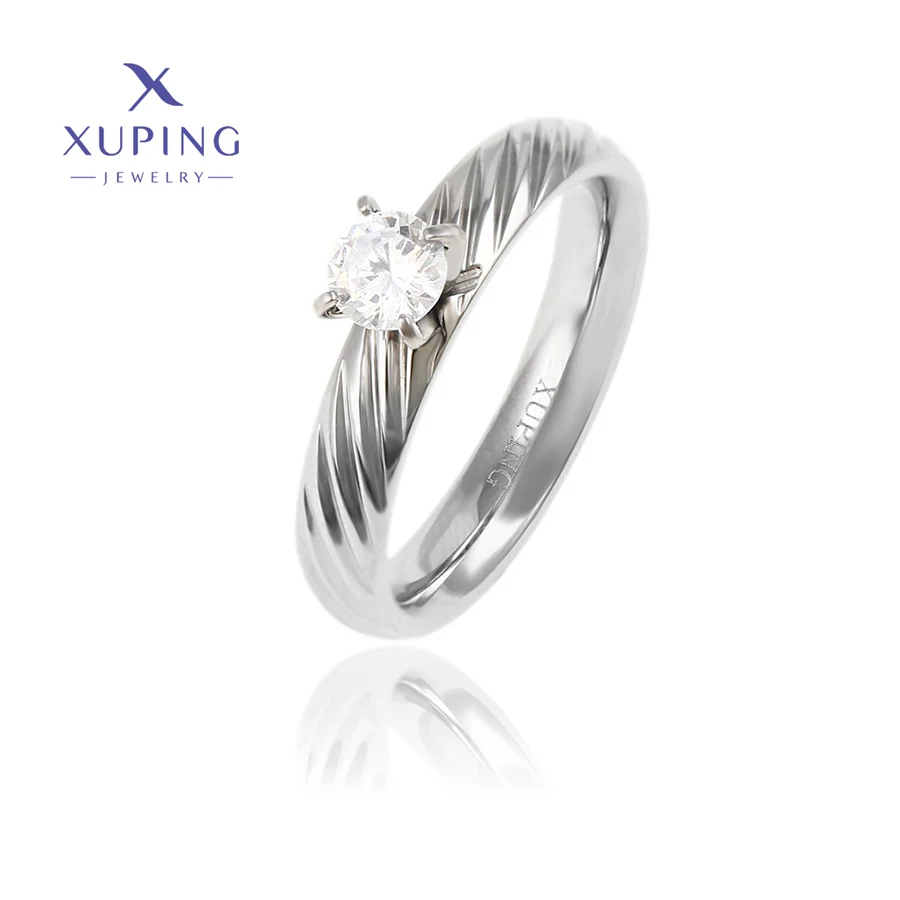 

13998 xuping jewelry elegant luxury fashion ring Stainless Steel Jewelry simple diamond ring