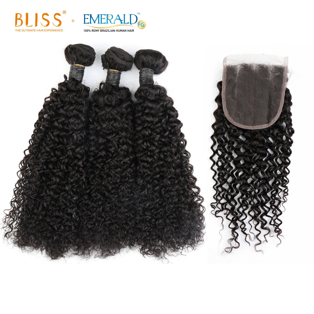 

Bliss Emerald 3+1 Mongolian Afro Kinky Curly Cheveux Meche Bresilienne Brazilian Human Hair 3 Bundles with Closure
