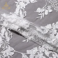 

Wholesale high quality custom white flower fabric cording embroidery lace