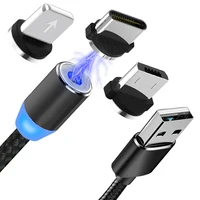 

Free Shipping 5V 2.4A Fast Charging Nylon Braided Magnetic 3 In 1 Type C Micro USB Cable