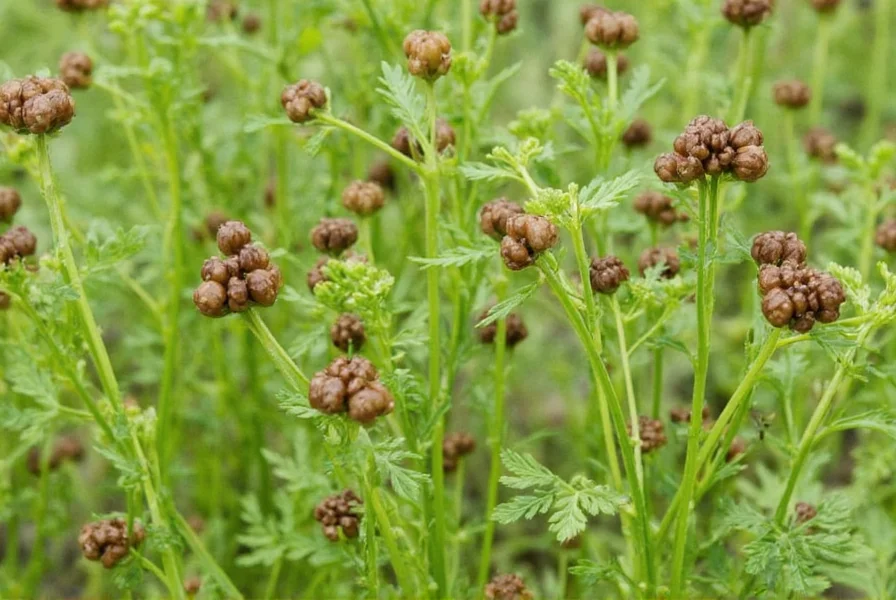 Close-up of mature coriander seed heads showing brown seed pods ready for harvesting