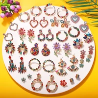

Barlaycs 2020 Fashion Bohemian Summer Cute Colorful Rainbow Crystal Rhinestone Flower Stud Drop Earrings For Women Jewelry