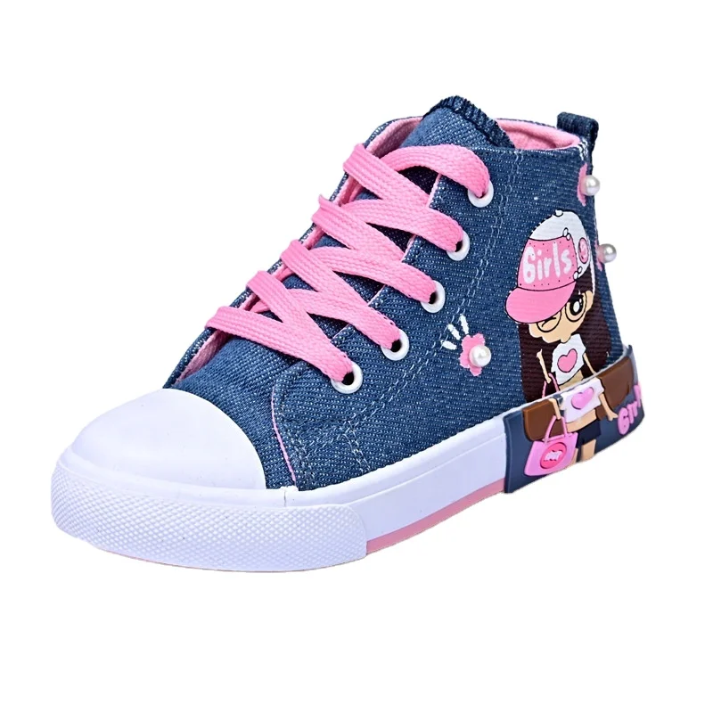 

Spring Autumn High Top Children Canvas Shoes For Girl Kids School Running Sports Shoes Fashion Kids Casual Sneakers Wholesale