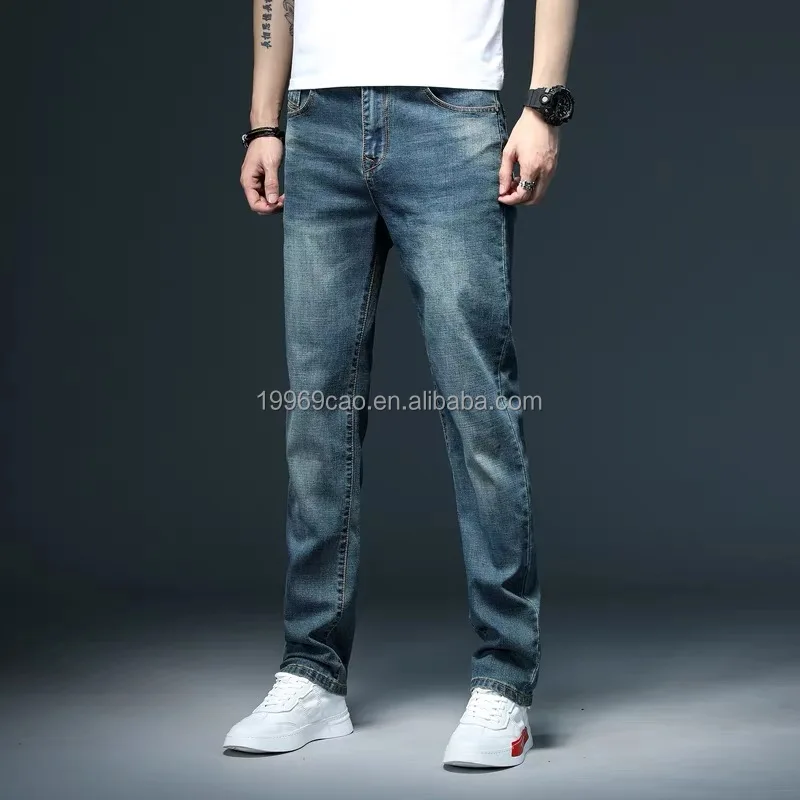 

2022 latest men's long jeans large classic five bag business medium waist men's jeans, Customized color