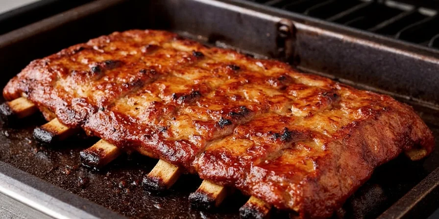 Thermometer showing correct rib internal temp