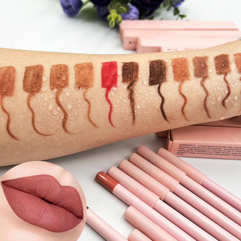 Top Popular Waterproof Matte Lip Liner Pink White Black 24 Colors Dark Brown Smooth Lipliner Pencil