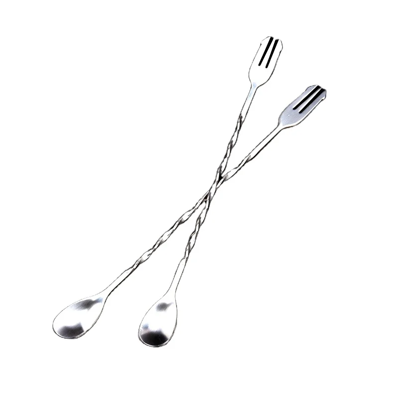 

32cm long handle stainless steel trident bar spoon, Sliver