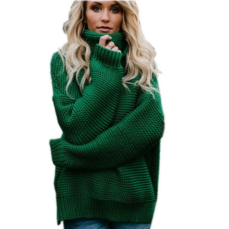 

2021 Hot Selling Plus Size knitting sweater hot selling Solid color women's sweaters for turtleneck pullover Plus Size sweaters