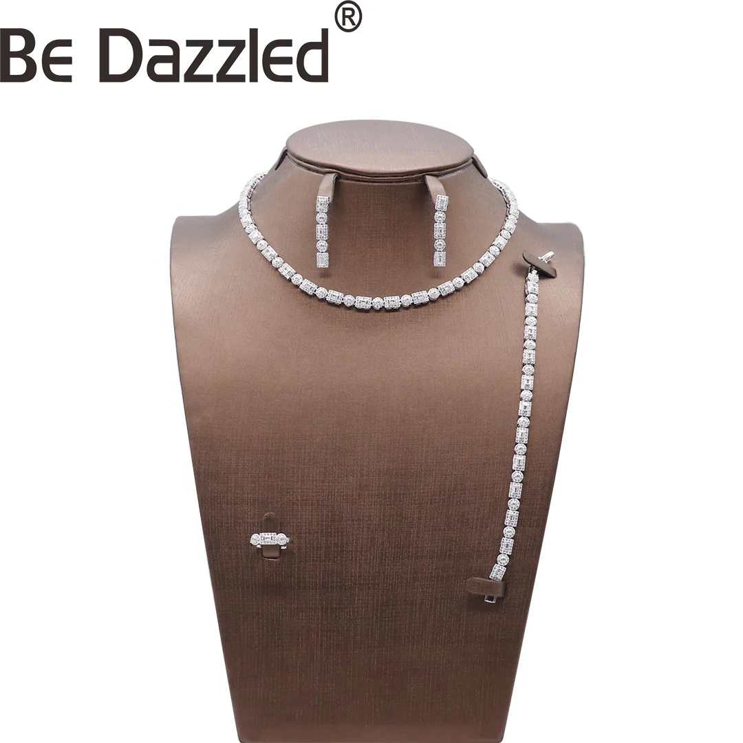 

Bedazzled Fashion Cubic Zirconia Bridal Jewelry Dubai Saudi Necklace Wedding Jewelry Set For Women