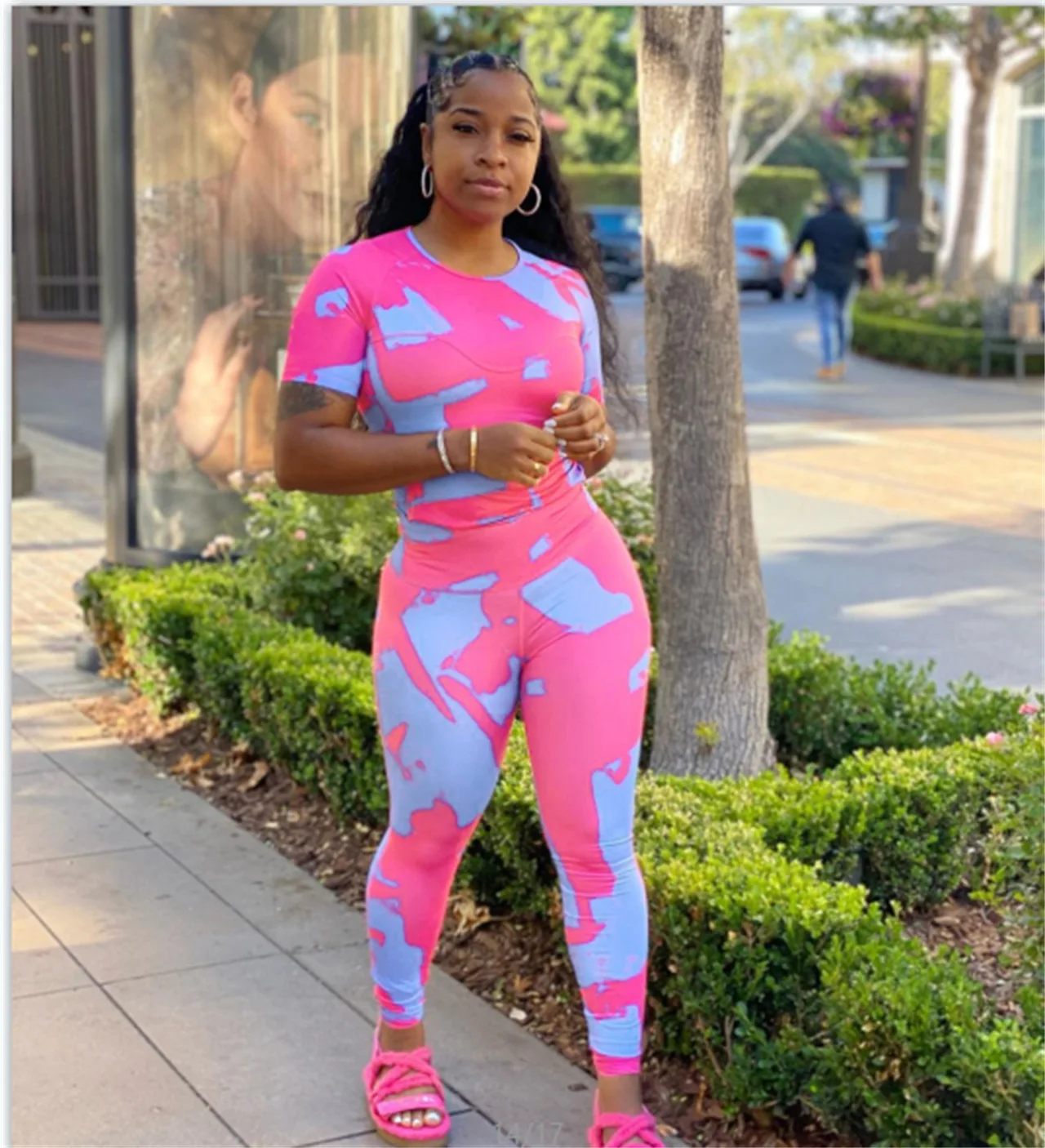 

2021 fall 5colors crop top with wide leg pants two piece 2 piece set for women