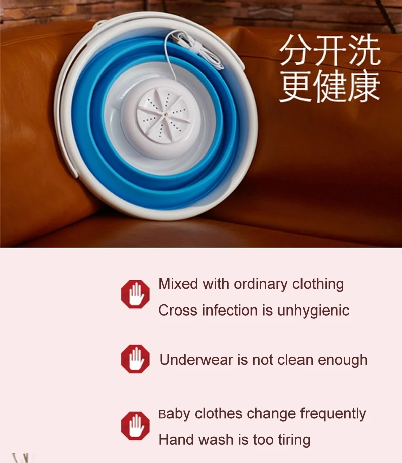
2020 Folding Bucket Washer Mini Automatic Washing Machine For Underwear Socks 