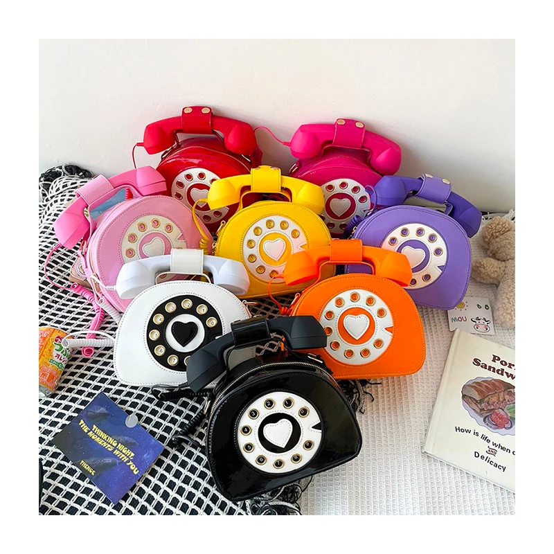 

Personality Telephone Shoulder Crossbody Purses Gradient Contrast Color Women Hand Bags Large Trendy Purses and Handbags