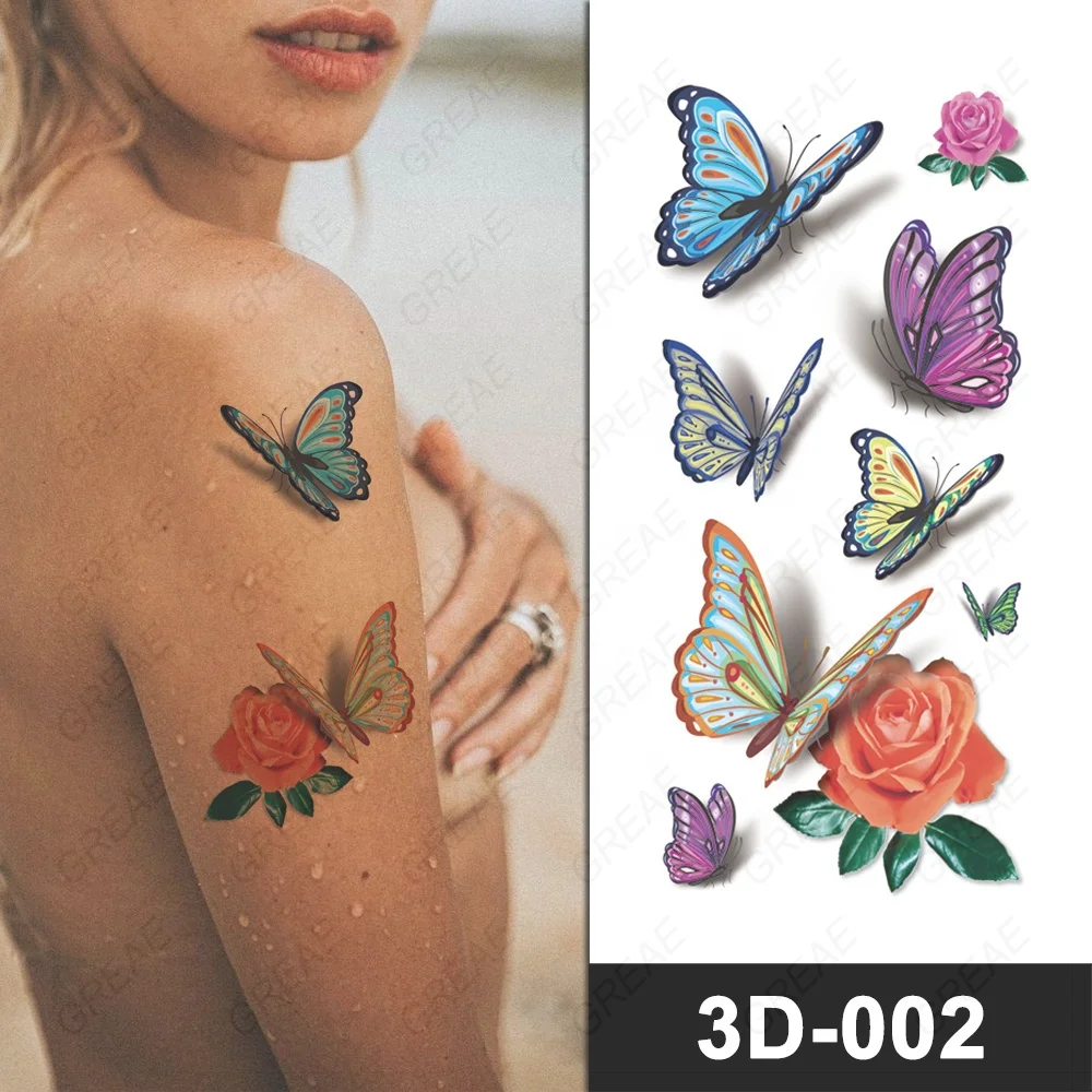 

Removable Water Transfer Tattoos Fake 3D Butterfly Tattoo