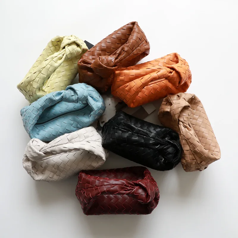 

Genuine Leather Handbag Woven Knotted Underarm Bag