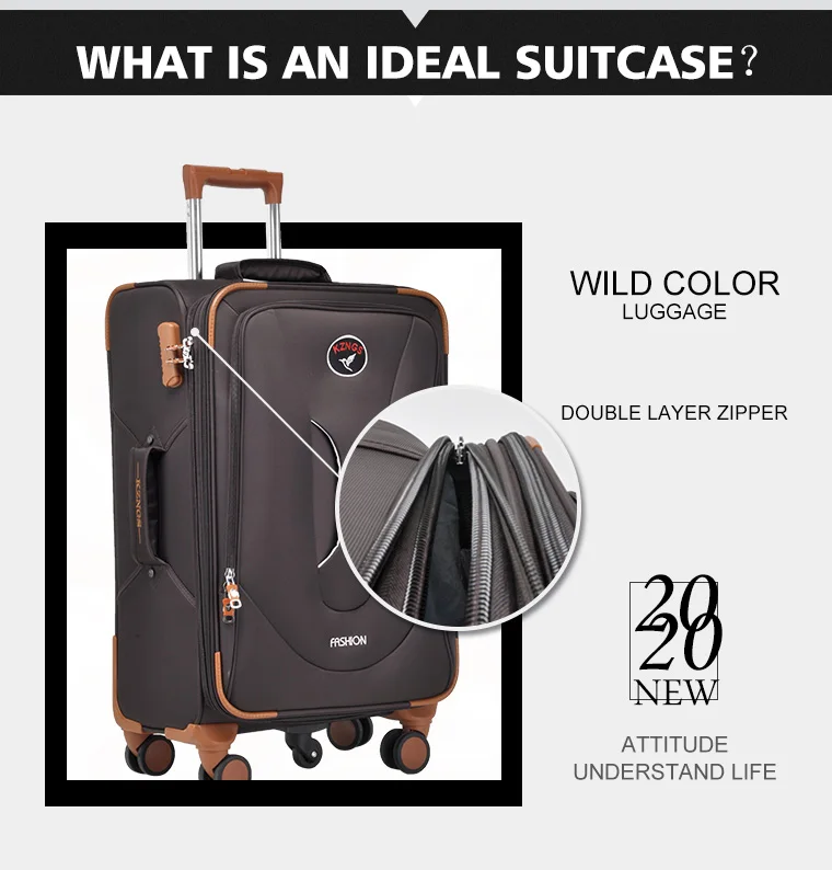 Kongzhongniao Manufacture Factory 4 Wheels Fabric Trolley Luggage Sets