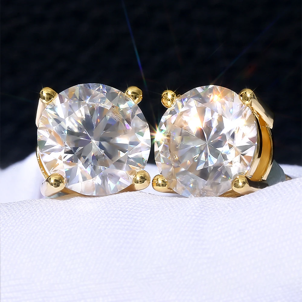 0.2ct-8ct Moissanite Diamond 14K White Gold Plated Solid 925 Sterling Silver Hypoallergenic Women Men VVS GRA Stud Earring
