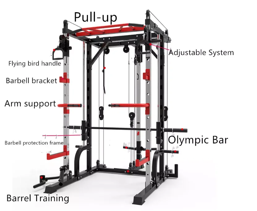 

Factory direct sales multifunctional fitness equipment high quality Smith rack