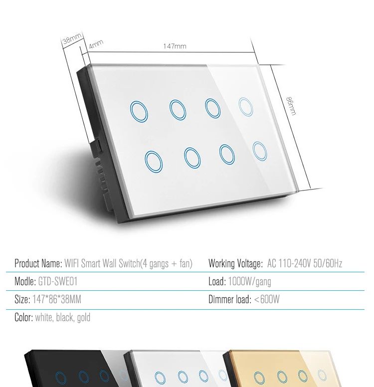 8 gang wifi switch