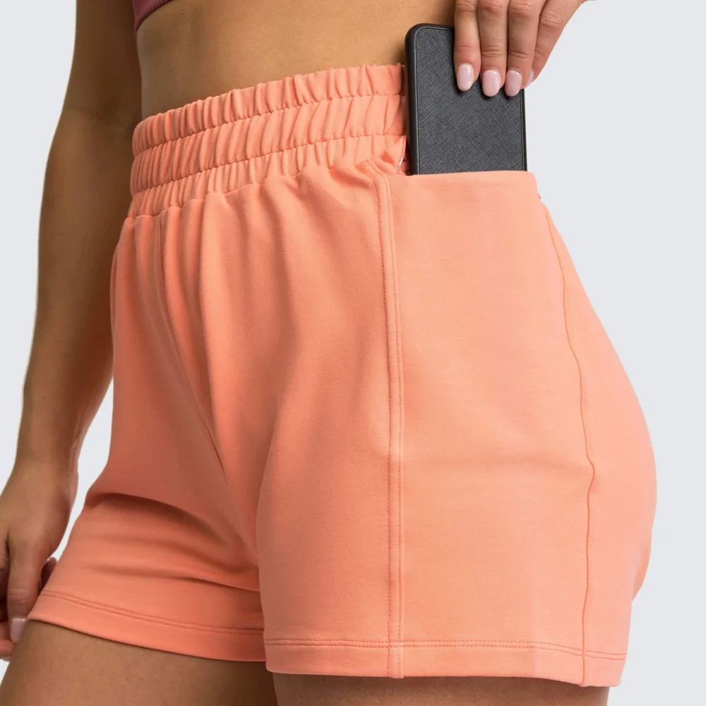 

2021 Women's High Waist Sports Shorts Workout Running Fitness Staple Female Yoga Shorts Gym Yoga Leggings With Side Pocket