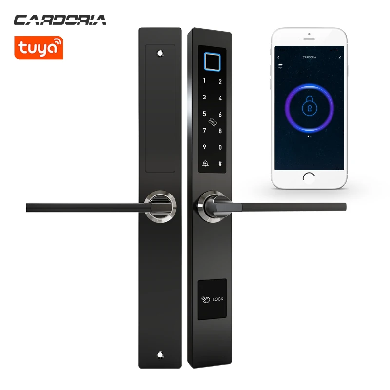 

narrow mortise aluminium handle lock broken bridge wifi finger print electric fingerprint smart hook sliding glass door lock