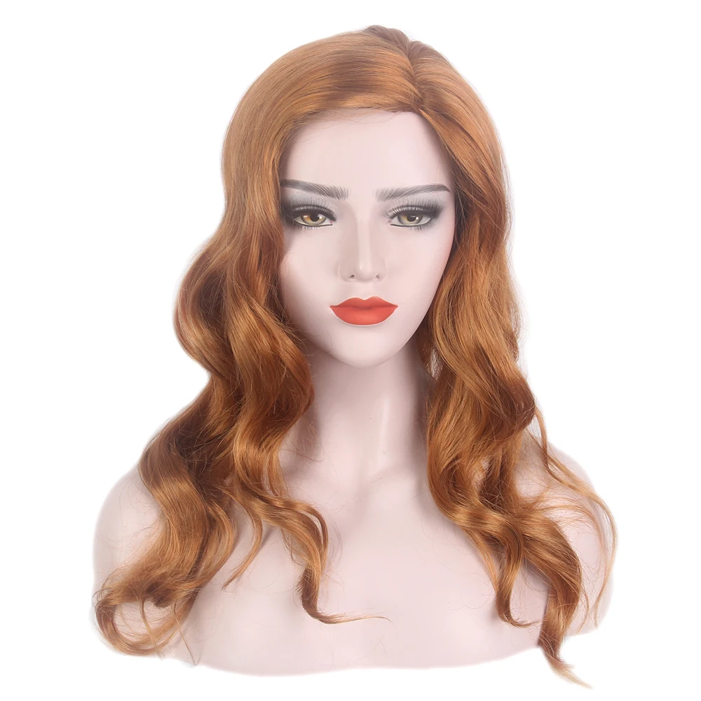 

ST Factory Low Price Wholesale Reddish Blonde Wig Long Curly Synthetic Hair For Women Cosplay Scarlet Witch Costume