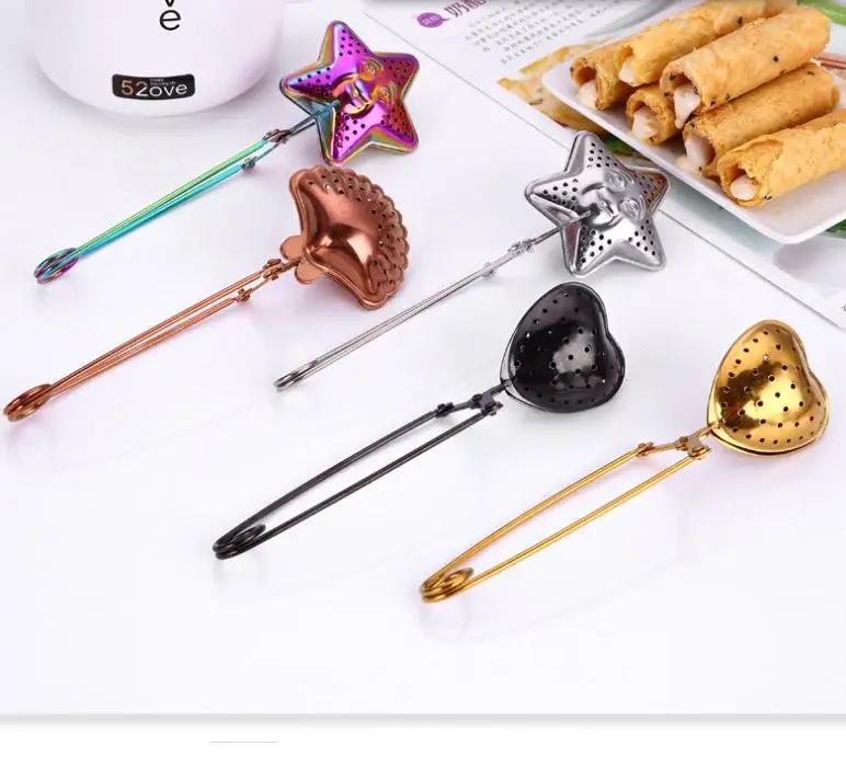 

Stainless Steel Tea Strainers Shell Heart Shape Mesh Tea Infuser for Steeping Loose Leaf Tea Reusable Metal Tool Accessories, 5 colors