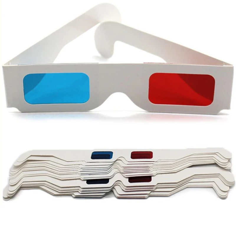 

Promotion gifts red blue 3D Paper Glasses