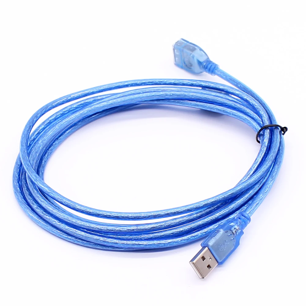Cable Length: Blue, Color: 300cm Computer Cables 30cm 50cm 3m USB Extension Cable Copper Male to Female USB Extend Adapter Dual Shielding Transparent Blue Anti-Interference 