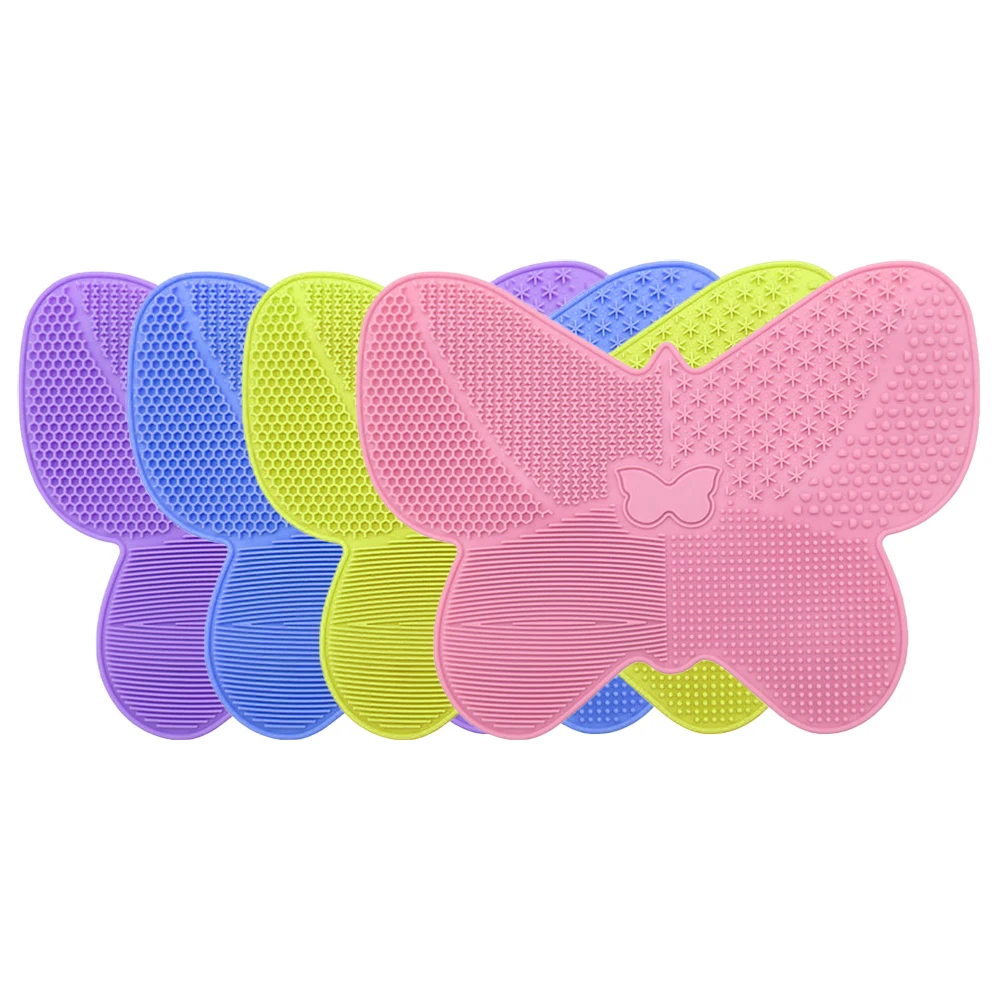 

Amazon 2021 Top Sale Silicone Scrubbing Pad Butterfly Scrubbing Pad with Suction Cup Silicone Makeup Brush Cleaning Pad, Customized