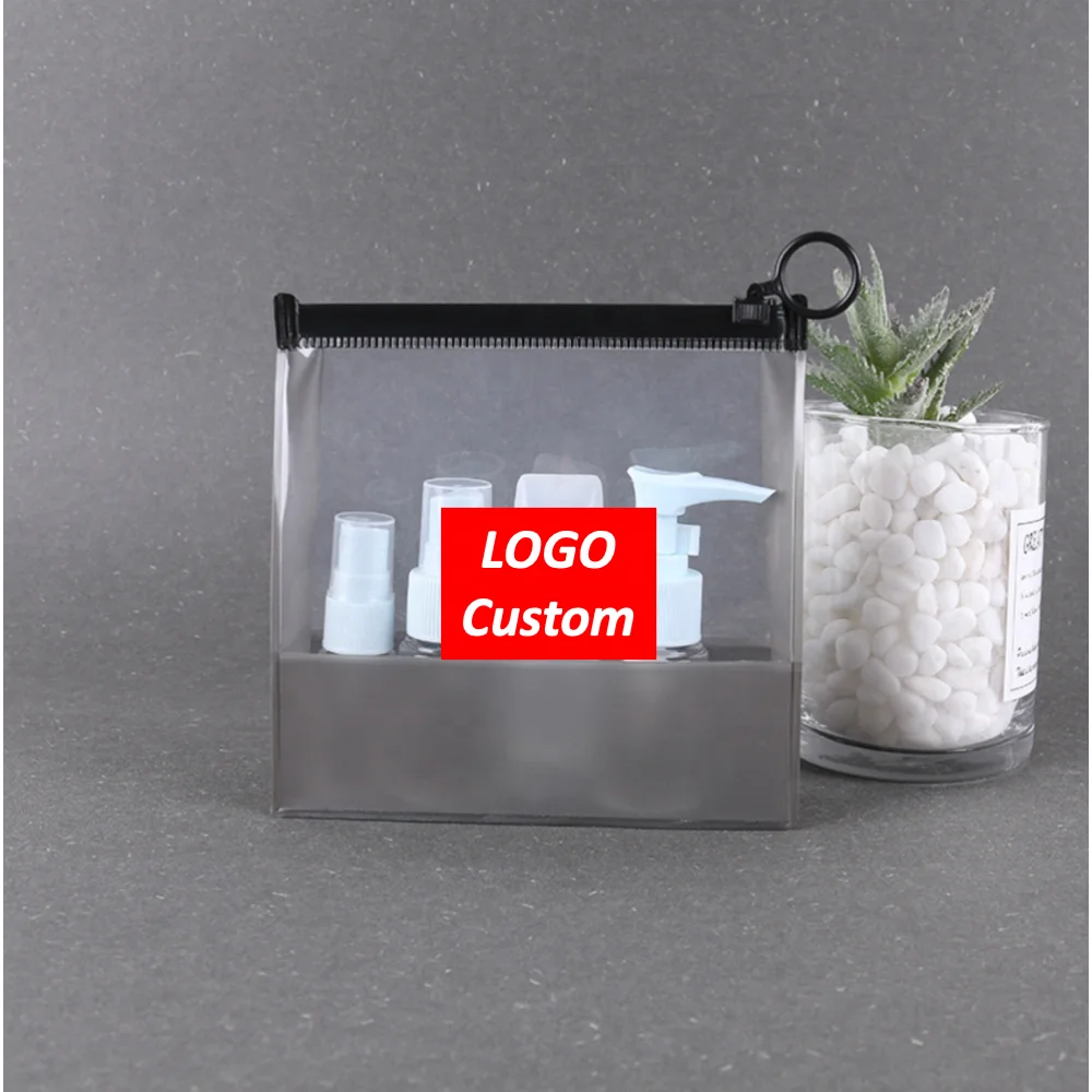 

Factory supply Low MOQ LOGO Custom travel cosmetic bag clear
