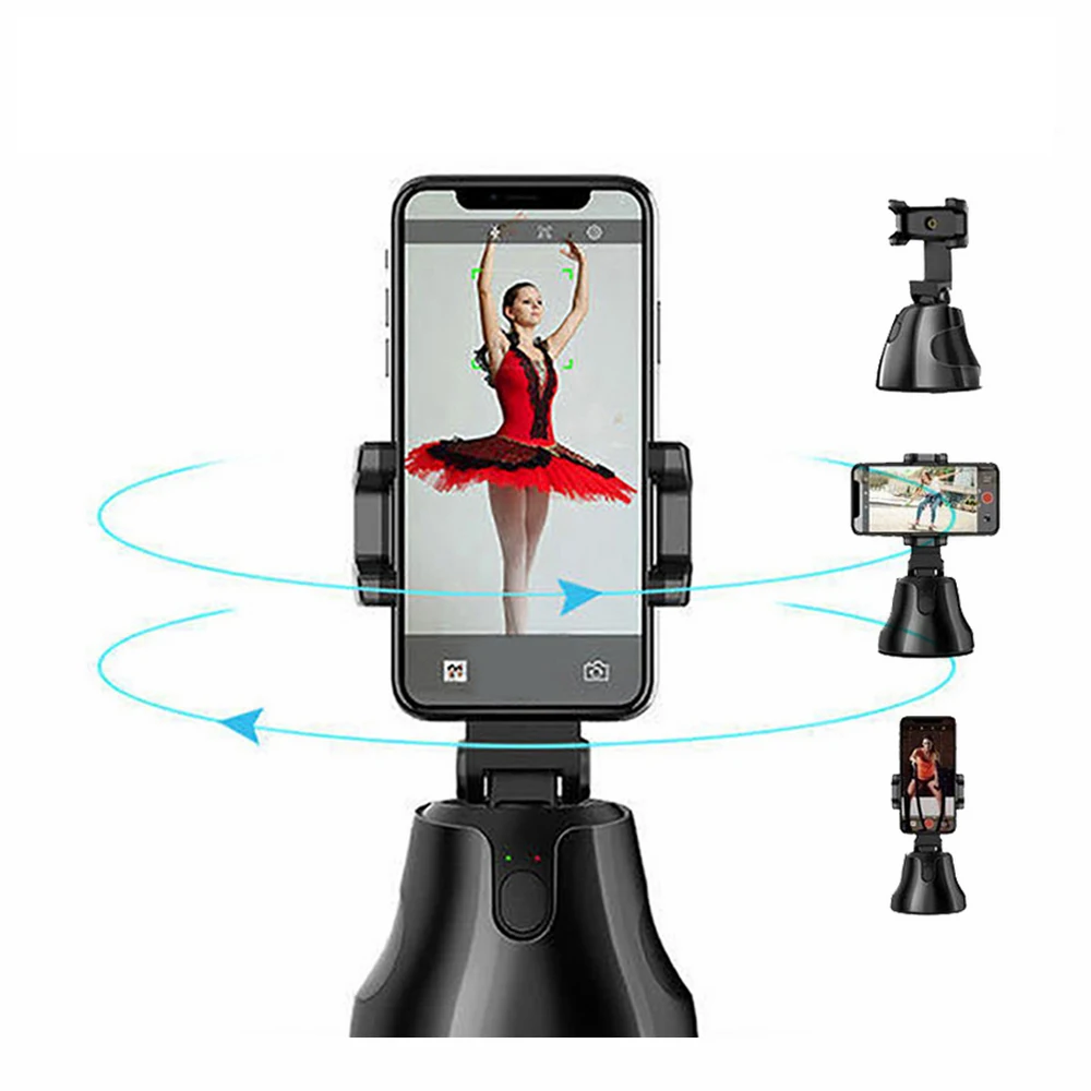 

Ai authomatic genie stand selfie 360 face object tracking holder auto tracking smart auto tracking smart shooting phone holder, Black