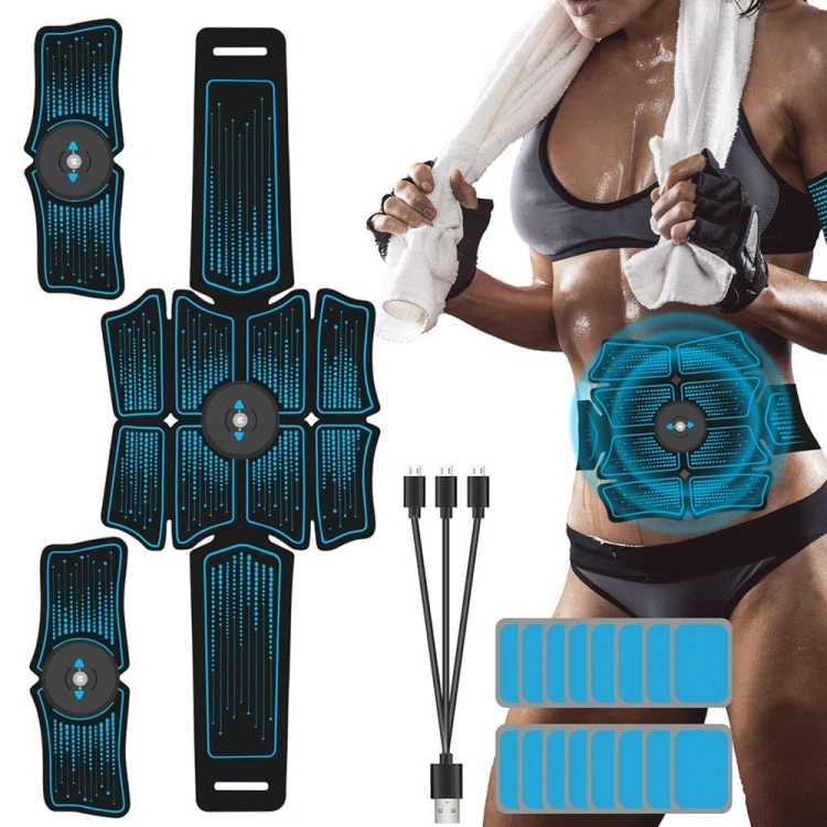 

2021 new fashion 8-Piece Lazy Abdomen Fitness Massager Rechargeable Home Fitness Belt Abdominal Muscle Stickers