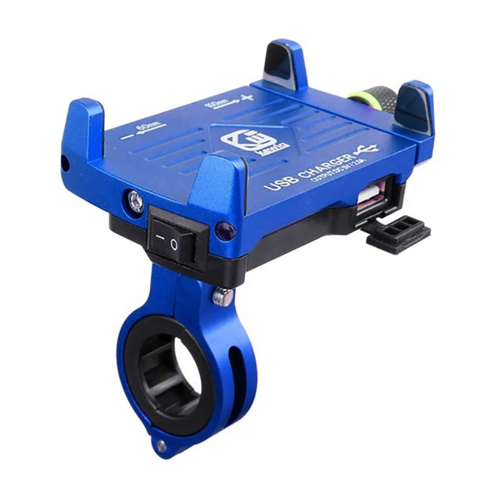 

PH037 New Motorcycle Aluminum Bike Handlebar Mount Phone Holder With USB Charger For 3.5-6.2 Inch Phones