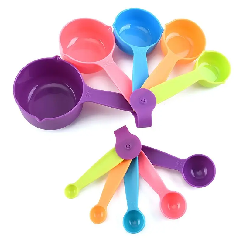 

10 piece colorful plastic measuring cups and measuring spoons