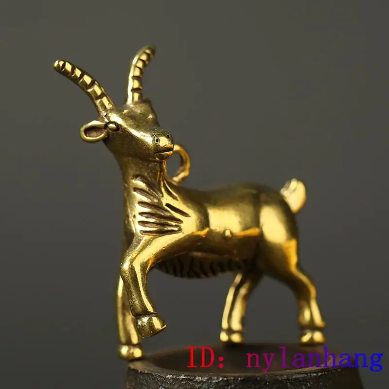 

Brass Antelope Pendant Handmade Statuette Key buckle Fengshui Gifts Carved Figurines Sculptures Jewelry