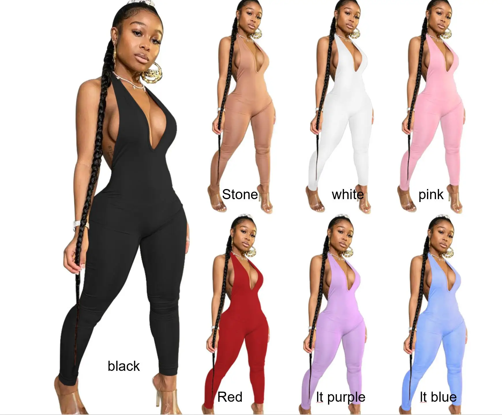 

Casual Solid Bodycon Sleeveless Jumpsuits Sporty Workout Active Wear Skinny Women Jumpsuit