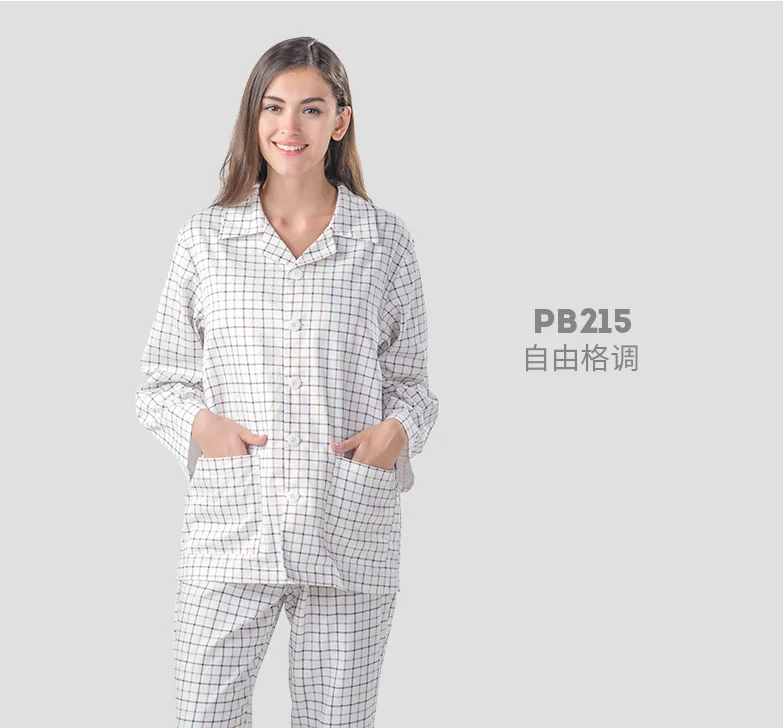 

adult unisex patient grideed cotton shirts and pants antistatic and casual patient uniform