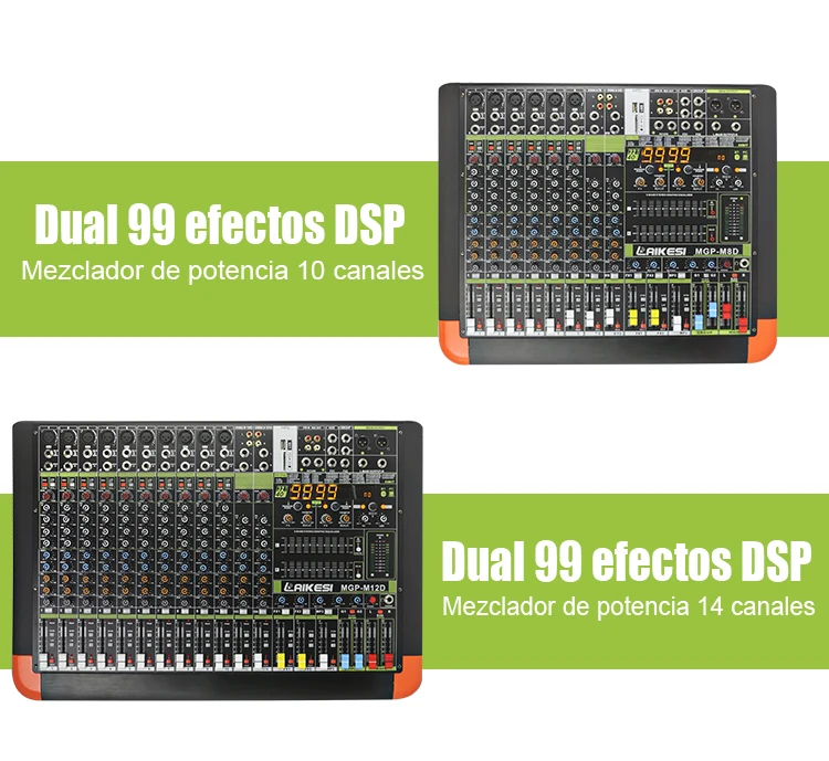 Consola de Audio Doble Efectos 99DSP Mezclador con contacto inalámbrico USB