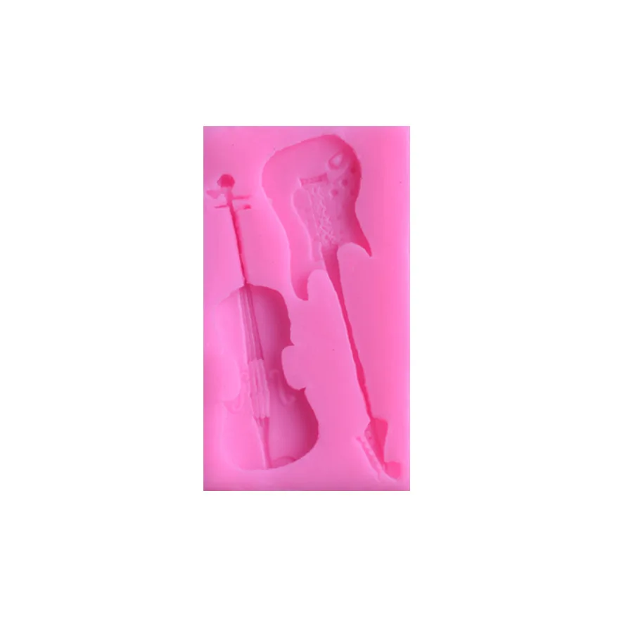 

2 small size musical note bass guitar pudding plastic cup cake pop make silicone molds at home, As picture
