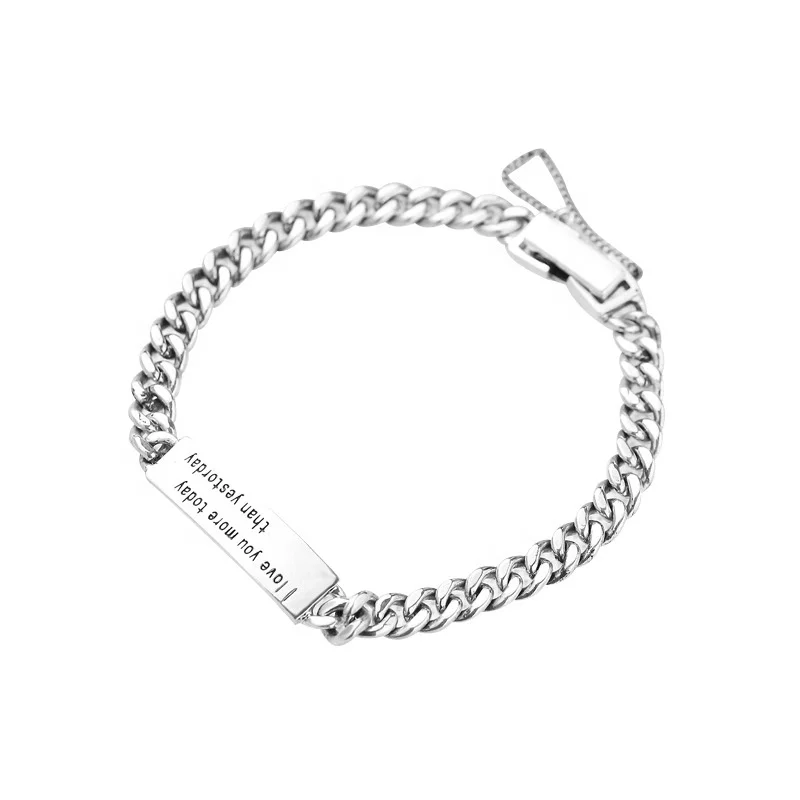 

2020 INS New Trendy Letter Couple Bracelets Silver Plated Charm Bracelets 925 Sterling Silver Bracelets Jewelry For Women Gift