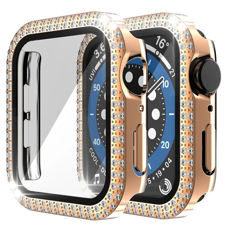 

Diamond Smart Bracelet Accessories Bumper Protective Cover For Apple Watch Series 6 SE 5 4 3 2 1 38MM 42MM Case, As picture shows